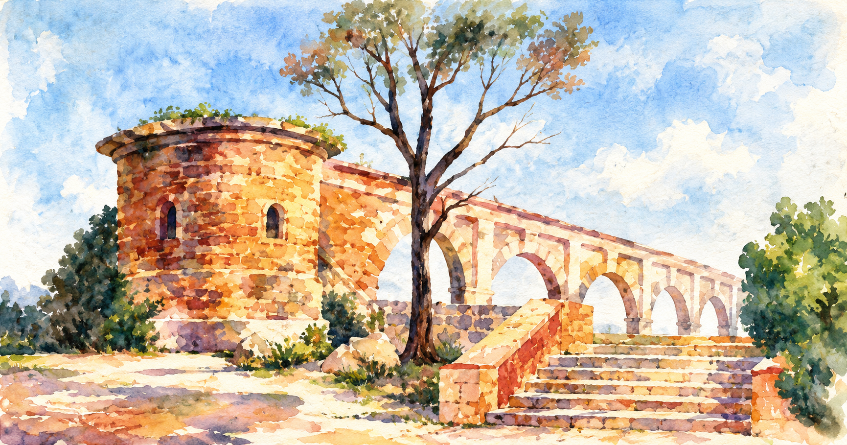 Odessa (Ukraine): Old arcade (watercolor)